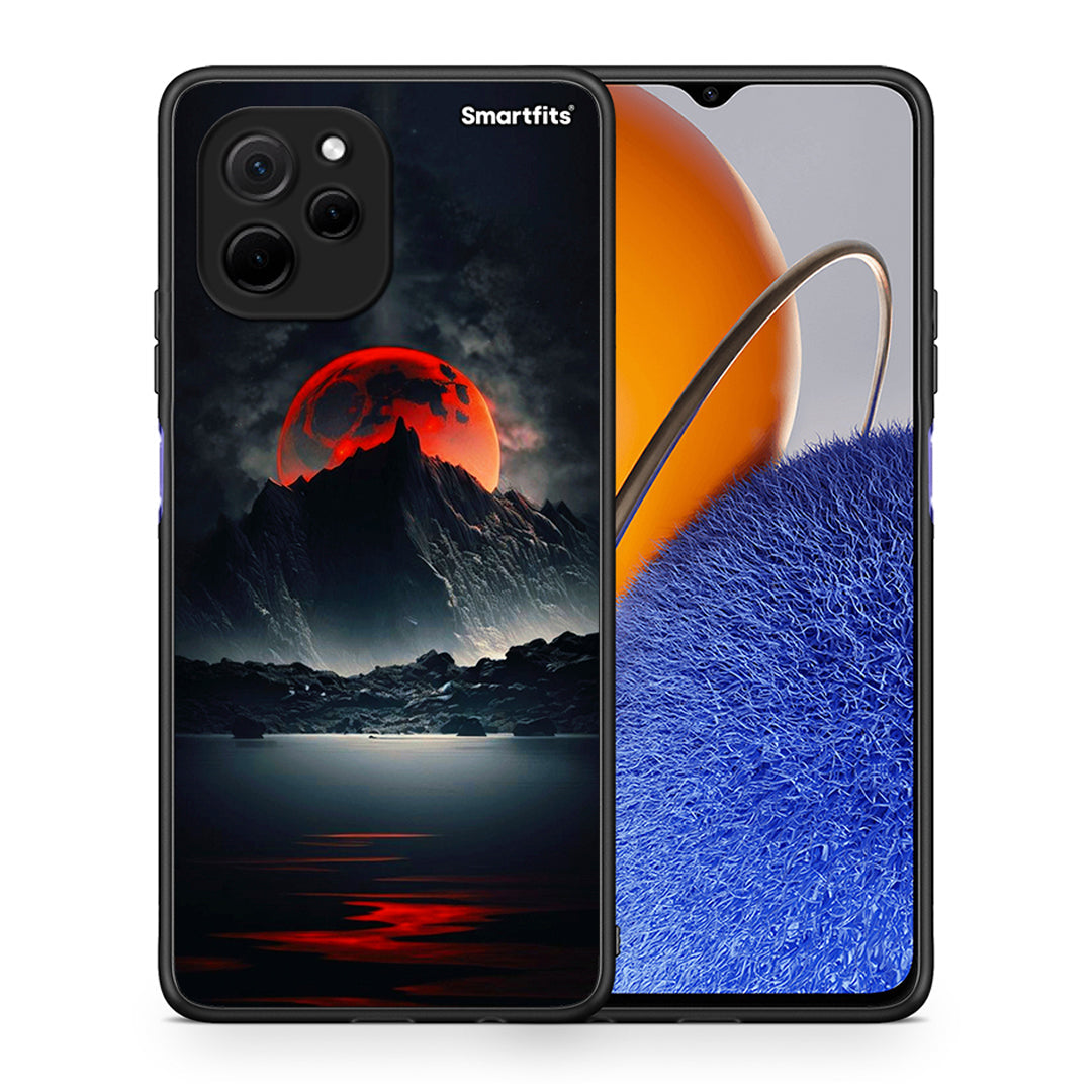 Θήκη Huawei Nova Y61 Red Full Moon από τη Smartfits με σχέδιο στο πίσω μέρος και μαύρο περίβλημα | Huawei Nova Y61 Red Full Moon Case with Colorful Back and Black Bezels