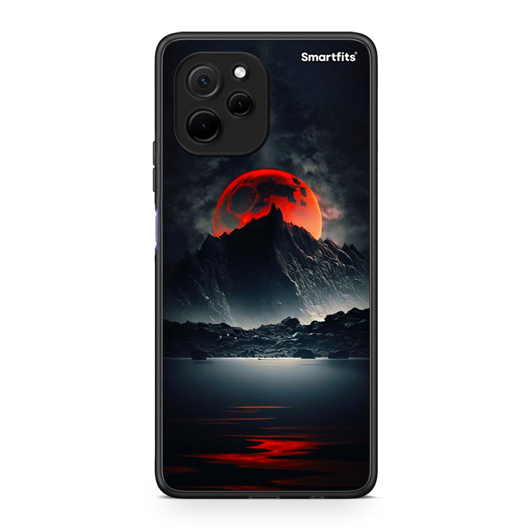 Θήκη Huawei Nova Y61 Red Full Moon από τη Smartfits με σχέδιο στο πίσω μέρος και μαύρο περίβλημα | Huawei Nova Y61 Red Full Moon Case with Colorful Back and Black Bezels