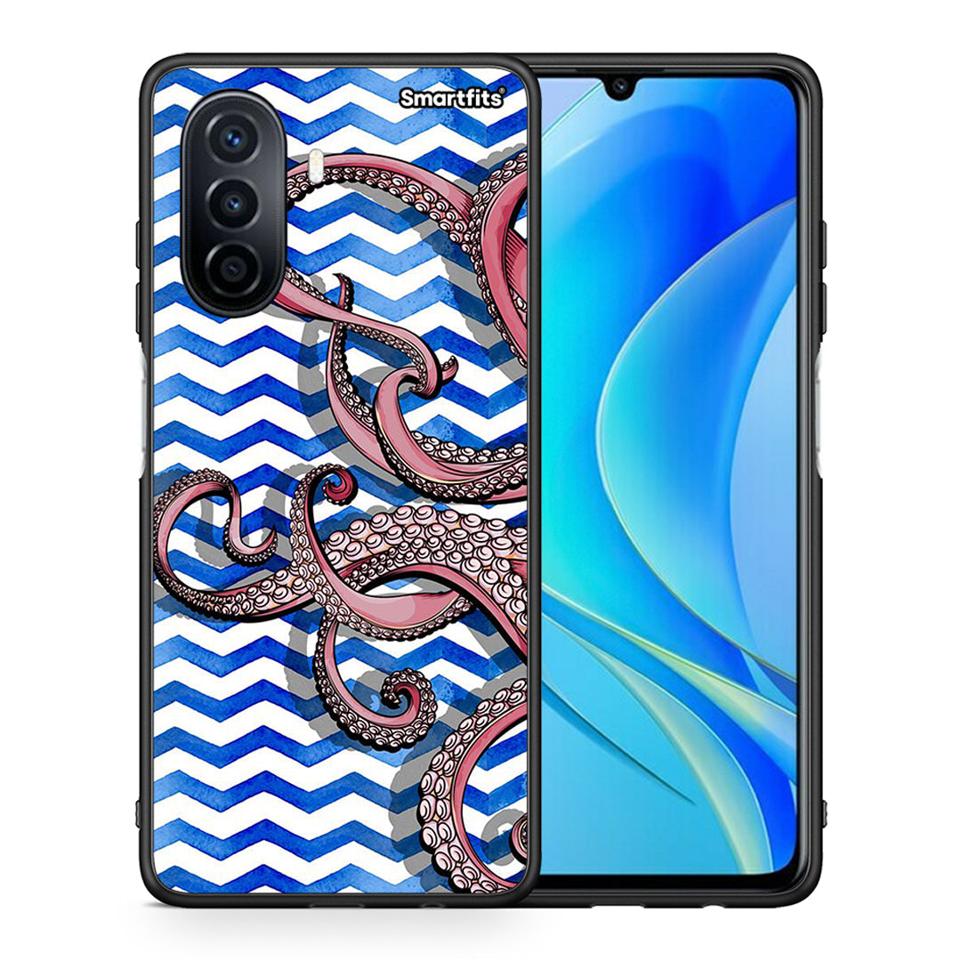 Θήκη Huawei Nova Y70 Chevron Devilfish από τη Smartfits με σχέδιο στο πίσω μέρος και μαύρο περίβλημα | Huawei Nova Y70 Chevron Devilfish case with colorful back and black bezels