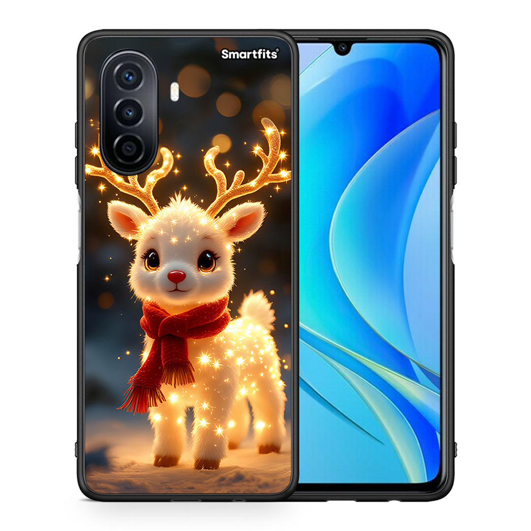 Θήκη Huawei Nova Y70 Christmas Cutie από τη Smartfits με σχέδιο στο πίσω μέρος και μαύρο περίβλημα | Huawei Nova Y70 Christmas Cutie case with colorful back and black bezels