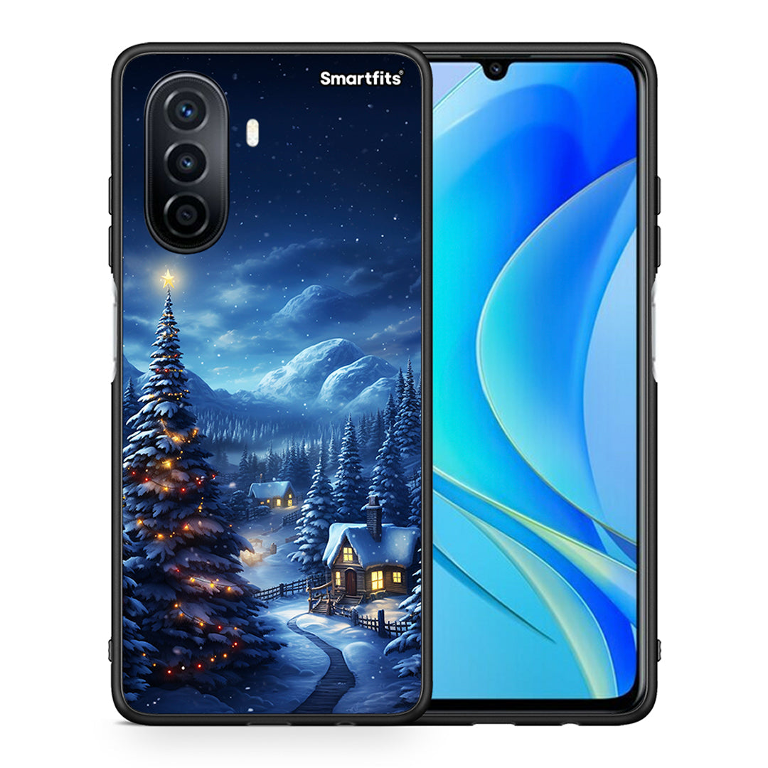 Θήκη Huawei Nova Y70 Christmas Scenery από τη Smartfits με σχέδιο στο πίσω μέρος και μαύρο περίβλημα | Huawei Nova Y70 Christmas Scenery case with colorful back and black bezels