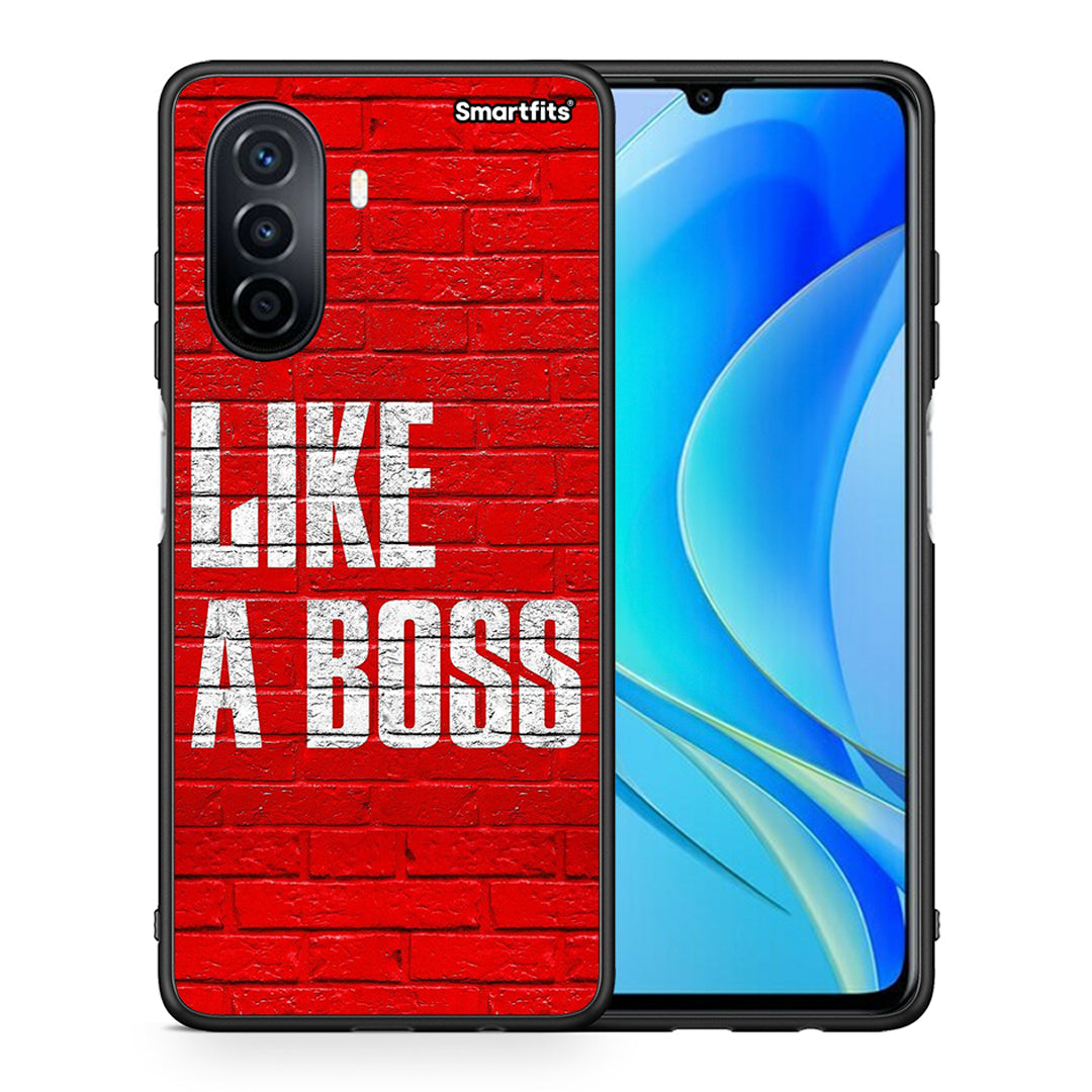 Θήκη Huawei Nova Y70 Like A Boss από τη Smartfits με σχέδιο στο πίσω μέρος και μαύρο περίβλημα | Huawei Nova Y70 Like A Boss case with colorful back and black bezels