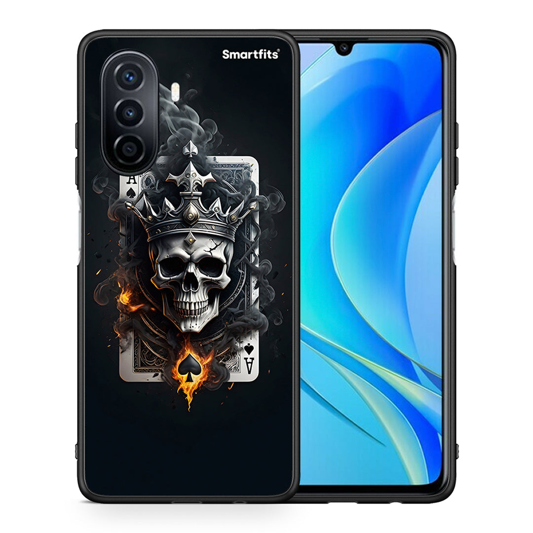 Θήκη Huawei Nova Y70 Skull King Ace από τη Smartfits με σχέδιο στο πίσω μέρος και μαύρο περίβλημα | Huawei Nova Y70 Skull King Ace case with colorful back and black bezels