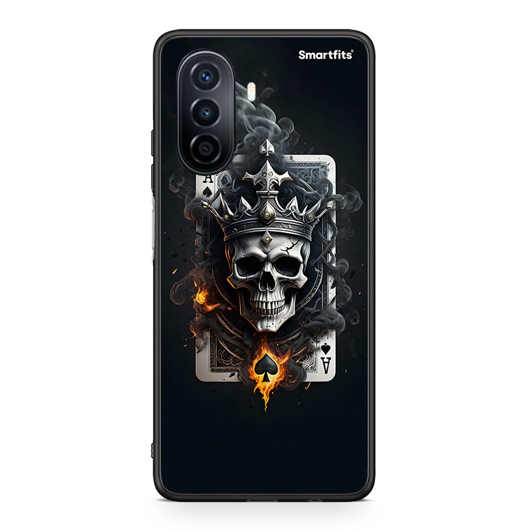 Huawei Nova Y70 Skull King Ace θήκη από τη Smartfits με σχέδιο στο πίσω μέρος και μαύρο περίβλημα | Smartphone case with colorful back and black bezels by Smartfits