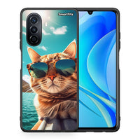 Thumbnail for Θήκη Huawei Nova Y70 Summer Cat από τη Smartfits με σχέδιο στο πίσω μέρος και μαύρο περίβλημα | Huawei Nova Y70 Summer Cat case with colorful back and black bezels