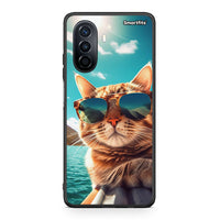 Thumbnail for Huawei Nova Y70 Summer Cat θήκη από τη Smartfits με σχέδιο στο πίσω μέρος και μαύρο περίβλημα | Smartphone case with colorful back and black bezels by Smartfits