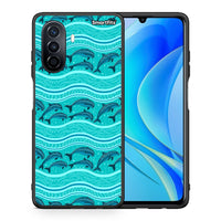 Thumbnail for Θήκη Huawei Nova Y70 Swimming Dolphins από τη Smartfits με σχέδιο στο πίσω μέρος και μαύρο περίβλημα | Huawei Nova Y70 Swimming Dolphins case with colorful back and black bezels