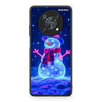 Thumbnail for Huawei Nova Y90 Christmas Neon Snowman θήκη από τη Smartfits με σχέδιο στο πίσω μέρος και μαύρο περίβλημα | Smartphone case with colorful back and black bezels by Smartfits