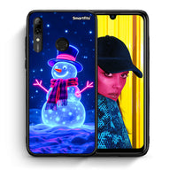 Thumbnail for Θήκη Huawei P Smart 2019 Christmas Neon Snowman από τη Smartfits με σχέδιο στο πίσω μέρος και μαύρο περίβλημα | Huawei P Smart 2019 Christmas Neon Snowman case with colorful back and black bezels