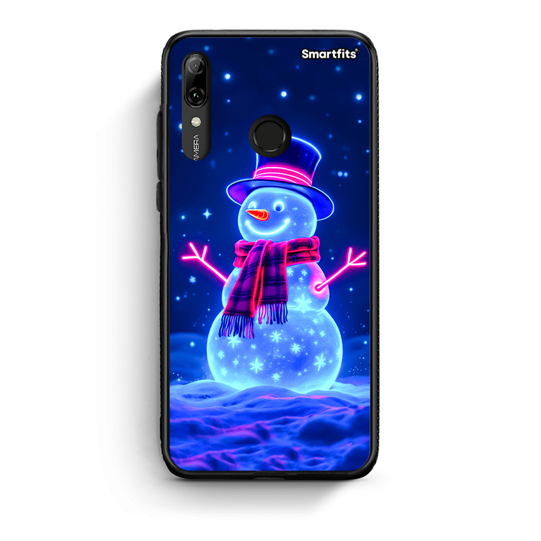 Huawei P Smart 2019 Christmas Neon Snowman θήκη από τη Smartfits με σχέδιο στο πίσω μέρος και μαύρο περίβλημα | Smartphone case with colorful back and black bezels by Smartfits