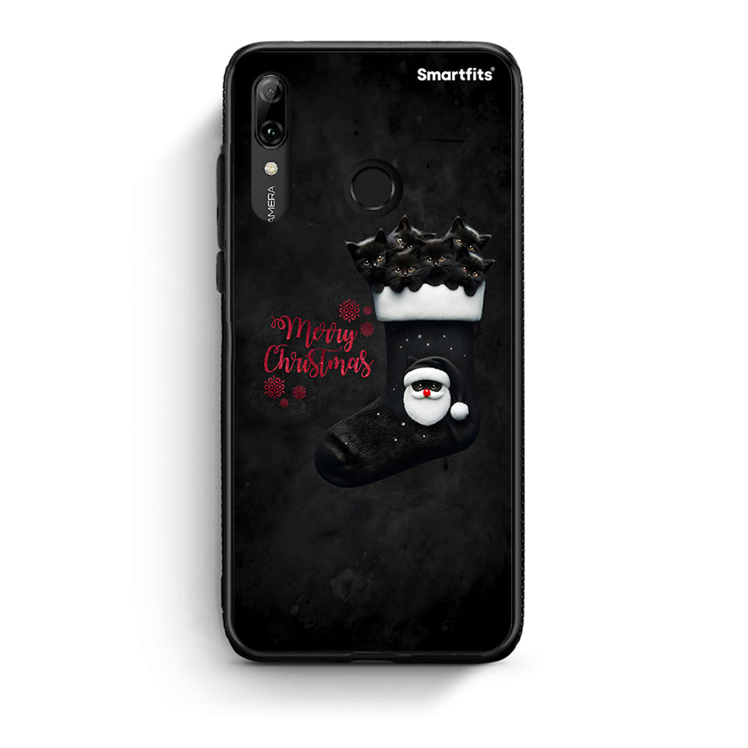 Huawei P Smart 2019 Merry Cat Christmas θήκη από τη Smartfits με σχέδιο στο πίσω μέρος και μαύρο περίβλημα | Smartphone case with colorful back and black bezels by Smartfits