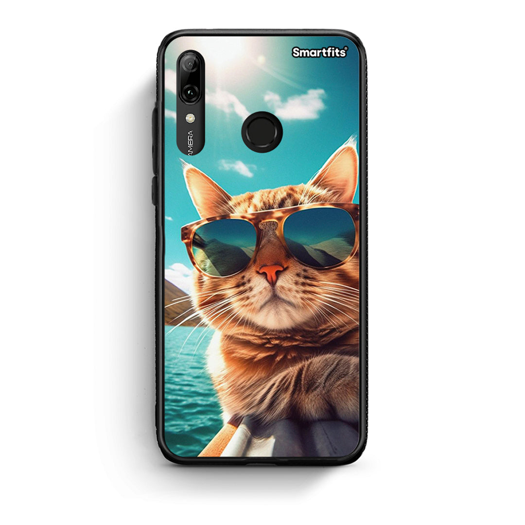 Huawei P Smart 2019 Summer Cat θήκη από τη Smartfits με σχέδιο στο πίσω μέρος και μαύρο περίβλημα | Smartphone case with colorful back and black bezels by Smartfits