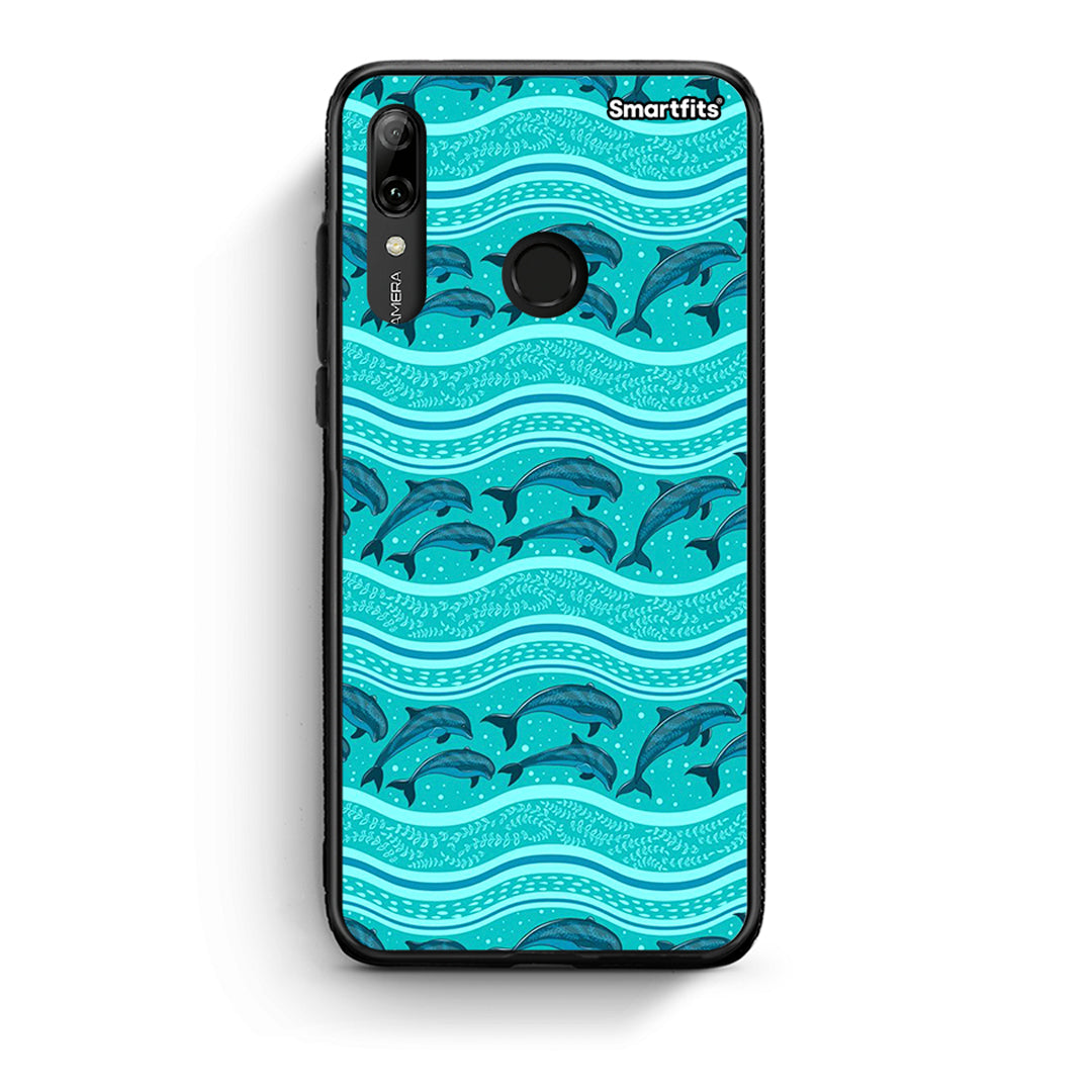 Huawei P Smart 2019 Swimming Dolphins θήκη από τη Smartfits με σχέδιο στο πίσω μέρος και μαύρο περίβλημα | Smartphone case with colorful back and black bezels by Smartfits