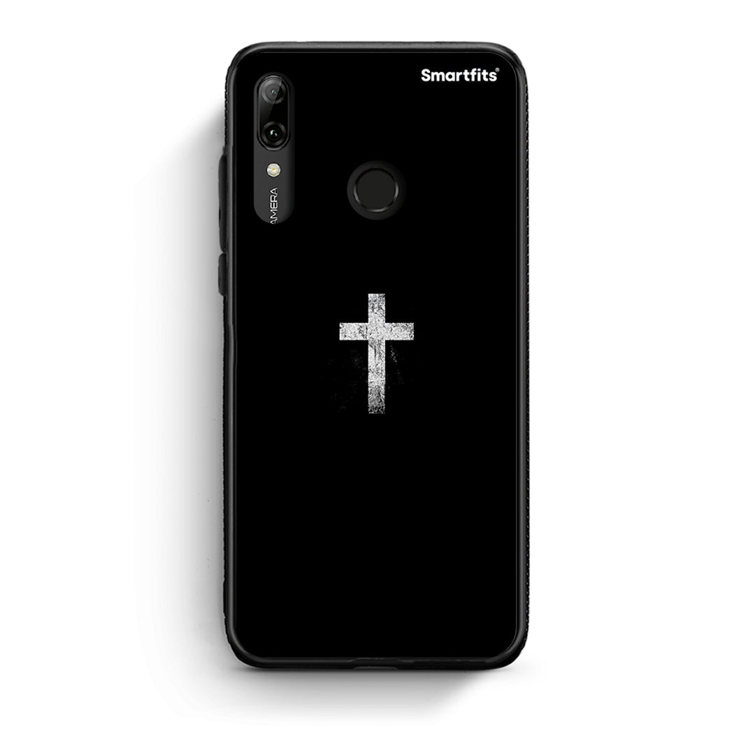 Huawei P Smart 2019 White Cross θήκη από τη Smartfits με σχέδιο στο πίσω μέρος και μαύρο περίβλημα | Smartphone case with colorful back and black bezels by Smartfits