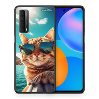 Thumbnail for Θήκη Huawei P Smart 2021 Summer Cat από τη Smartfits με σχέδιο στο πίσω μέρος και μαύρο περίβλημα | Huawei P Smart 2021 Summer Cat case with colorful back and black bezels