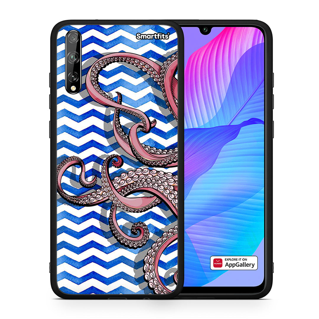 Θήκη Huawei P Smart S Chevron Devilfish από τη Smartfits με σχέδιο στο πίσω μέρος και μαύρο περίβλημα | Huawei P Smart S Chevron Devilfish case with colorful back and black bezels