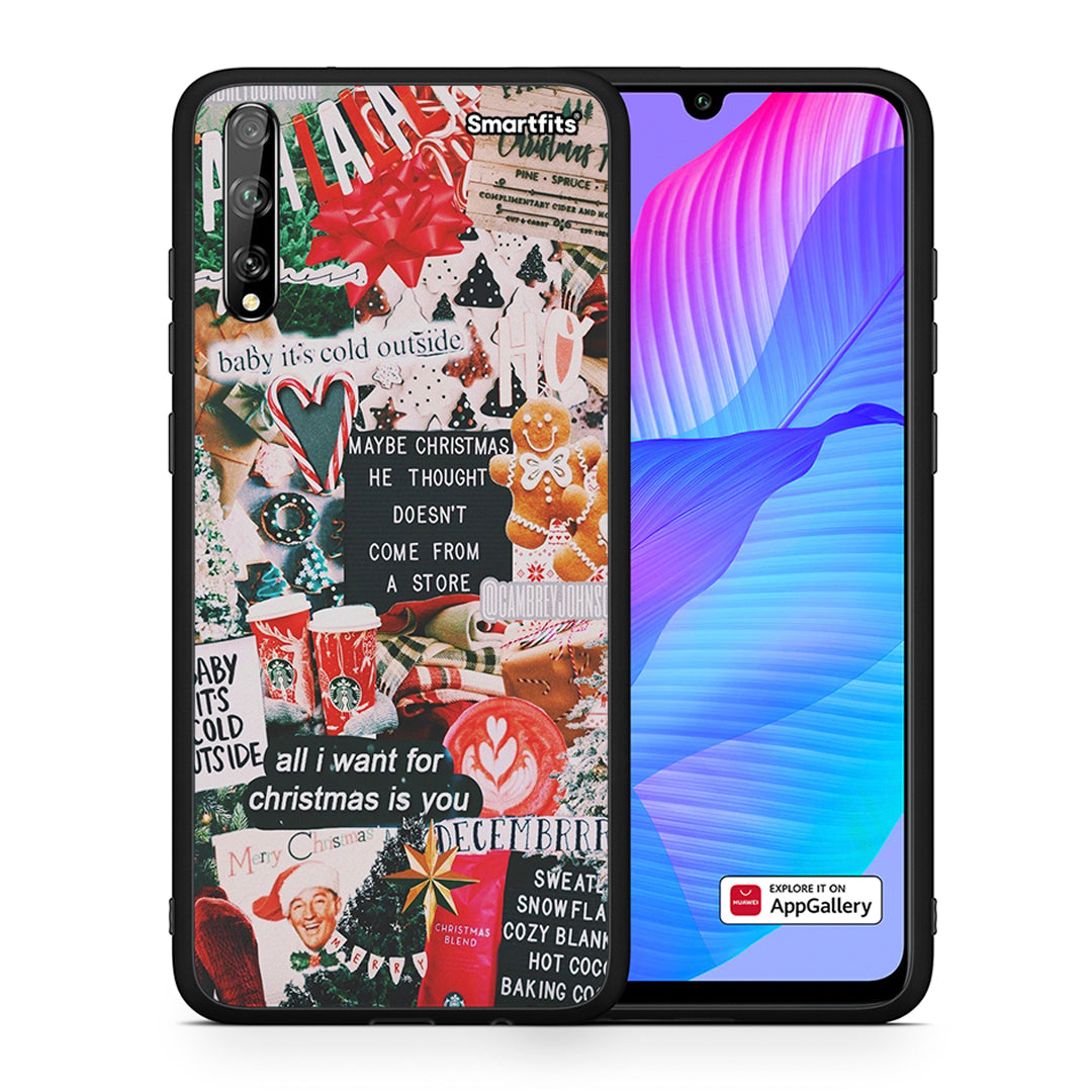 Θήκη Huawei P Smart S Christmas Happiness από τη Smartfits με σχέδιο στο πίσω μέρος και μαύρο περίβλημα | Huawei P Smart S Christmas Happiness case with colorful back and black bezels