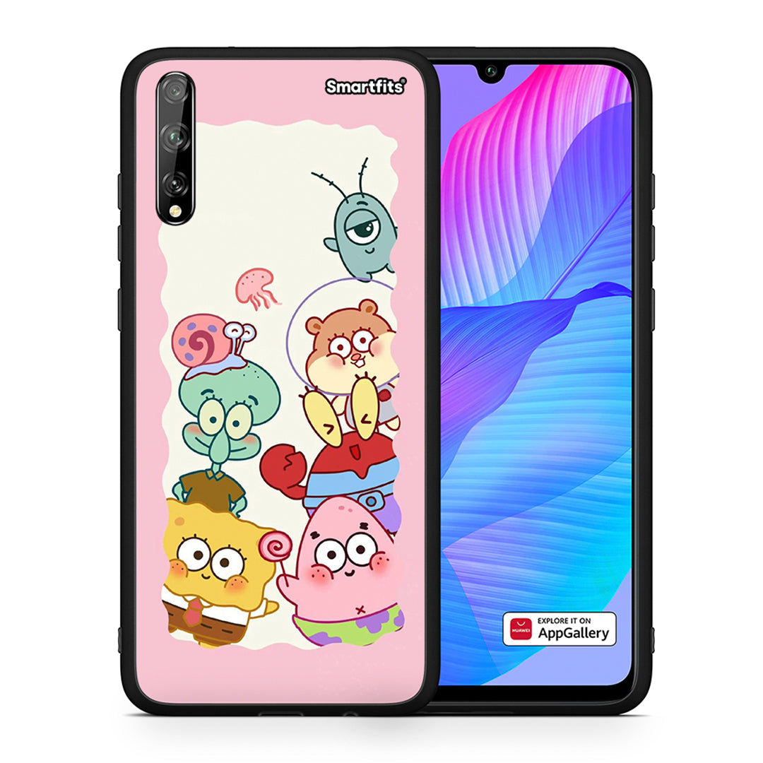 Θήκη Huawei P Smart S Cute Companion από τη Smartfits με σχέδιο στο πίσω μέρος και μαύρο περίβλημα | Huawei P Smart S Cute Companion case with colorful back and black bezels