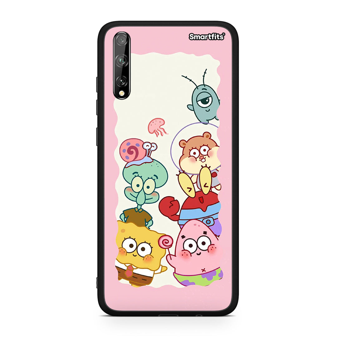 Huawei P Smart S Cute Companion θήκη από τη Smartfits με σχέδιο στο πίσω μέρος και μαύρο περίβλημα | Smartphone case with colorful back and black bezels by Smartfits