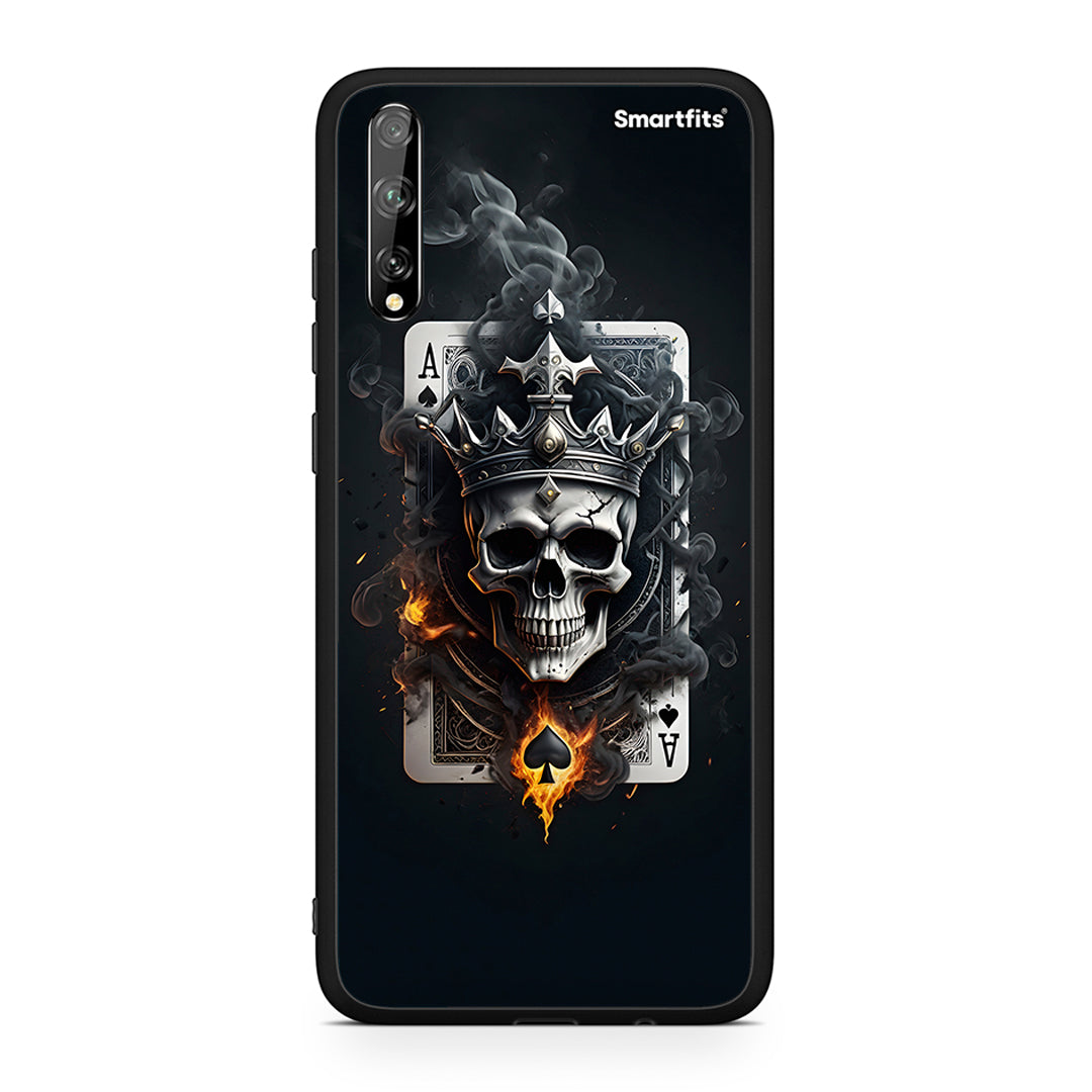 Huawei P Smart S Skull King Ace θήκη από τη Smartfits με σχέδιο στο πίσω μέρος και μαύρο περίβλημα | Smartphone case with colorful back and black bezels by Smartfits