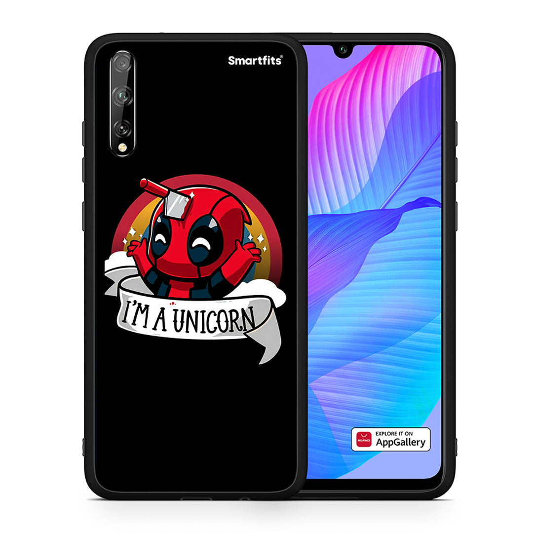 Θήκη Huawei P Smart S Unicorn Deadpool από τη Smartfits με σχέδιο στο πίσω μέρος και μαύρο περίβλημα | Huawei P Smart S Unicorn Deadpool case with colorful back and black bezels