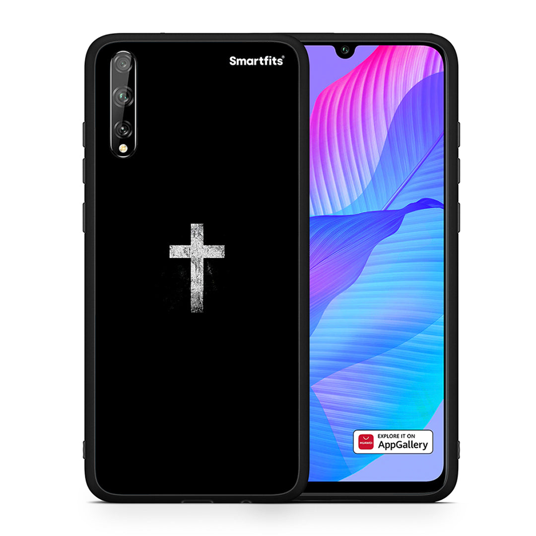 Θήκη Huawei P Smart S White Cross από τη Smartfits με σχέδιο στο πίσω μέρος και μαύρο περίβλημα | Huawei P Smart S White Cross case with colorful back and black bezels