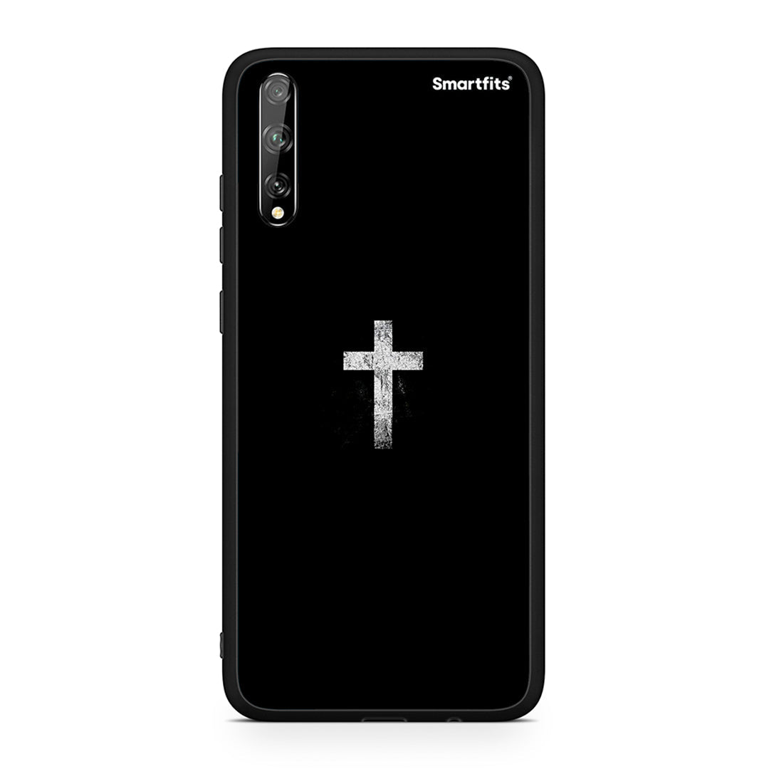 Huawei P Smart S White Cross θήκη από τη Smartfits με σχέδιο στο πίσω μέρος και μαύρο περίβλημα | Smartphone case with colorful back and black bezels by Smartfits