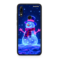 Thumbnail for Huawei P Smart Z Christmas Neon Snowman θήκη από τη Smartfits με σχέδιο στο πίσω μέρος και μαύρο περίβλημα | Smartphone case with colorful back and black bezels by Smartfits