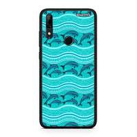 Thumbnail for Huawei P Smart Z Swimming Dolphins θήκη από τη Smartfits με σχέδιο στο πίσω μέρος και μαύρο περίβλημα | Smartphone case with colorful back and black bezels by Smartfits