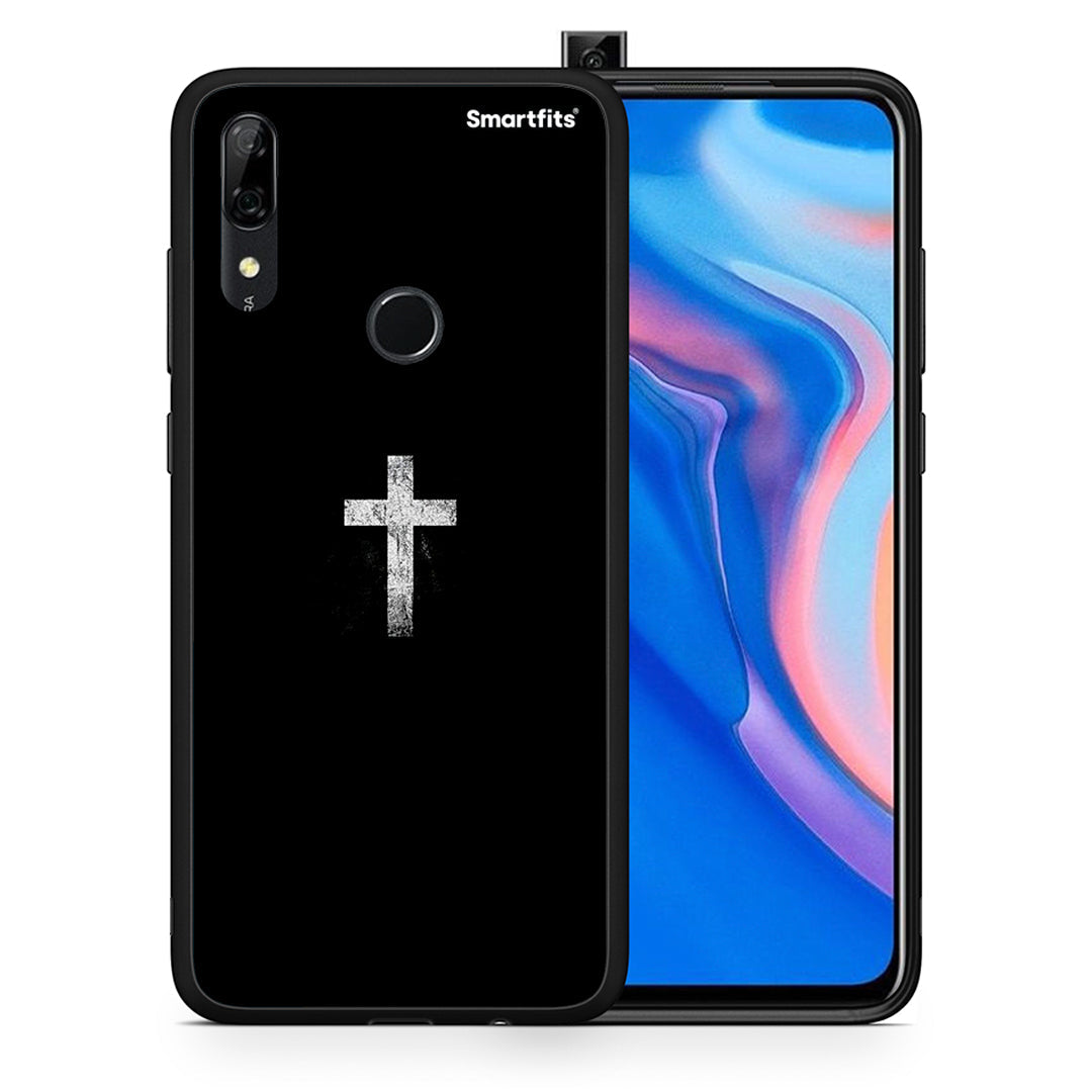 Θήκη Huawei P Smart Z White Cross από τη Smartfits με σχέδιο στο πίσω μέρος και μαύρο περίβλημα | Huawei P Smart Z White Cross case with colorful back and black bezels