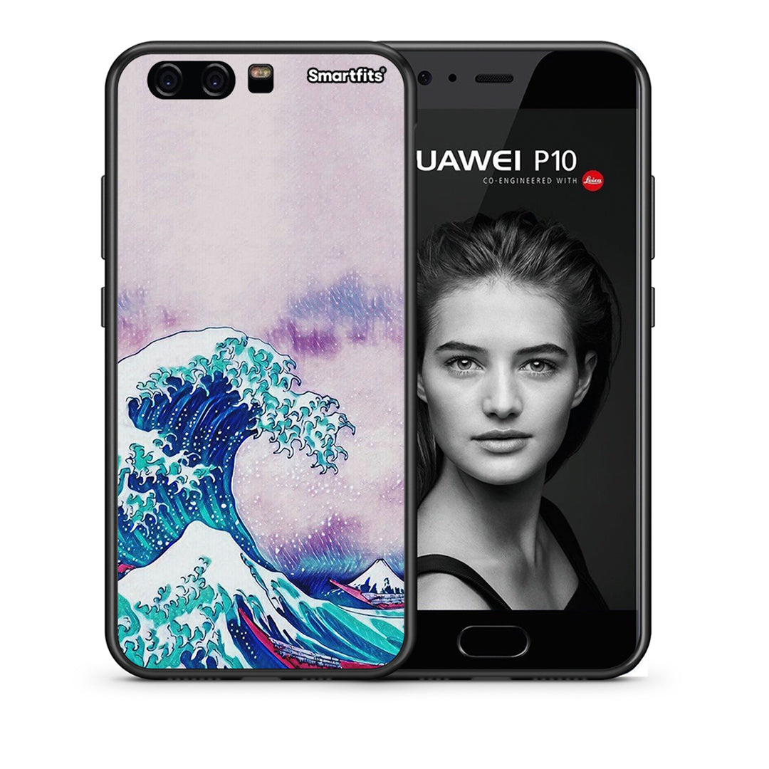 Θήκη Huawei P10 Blue Waves από τη Smartfits με σχέδιο στο πίσω μέρος και μαύρο περίβλημα | Huawei P10 Blue Waves case with colorful back and black bezels