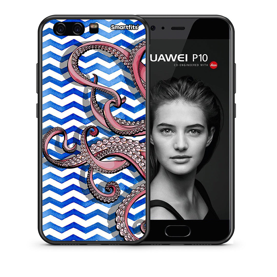 Θήκη Huawei P10 Chevron Devilfish από τη Smartfits με σχέδιο στο πίσω μέρος και μαύρο περίβλημα | Huawei P10 Chevron Devilfish case with colorful back and black bezels