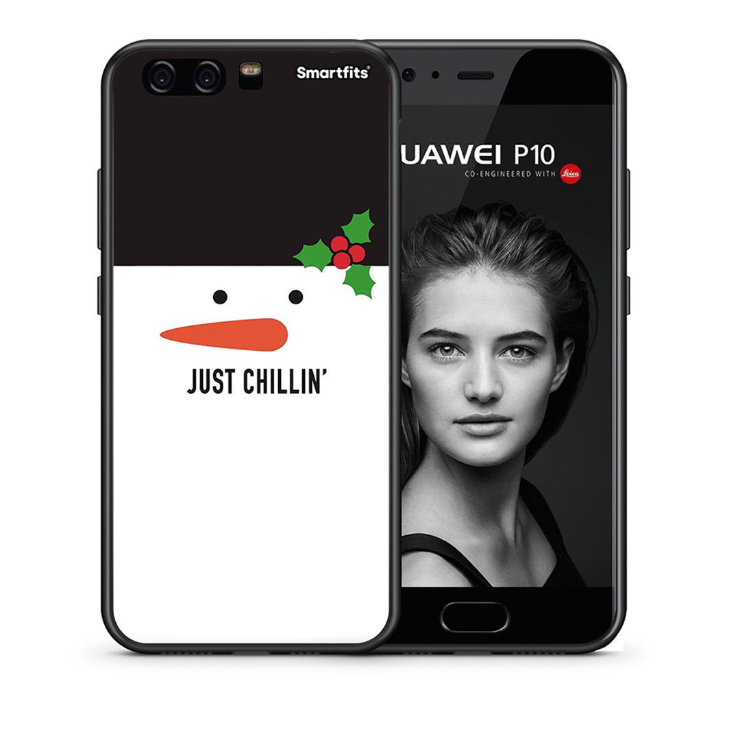 Θήκη Huawei P10 Christmas Chillin από τη Smartfits με σχέδιο στο πίσω μέρος και μαύρο περίβλημα | Huawei P10 Christmas Chillin case with colorful back and black bezels