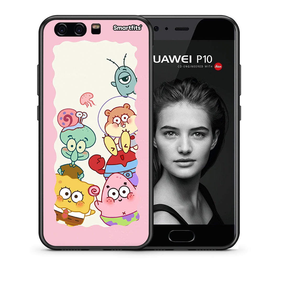 Θήκη Huawei P10 Cute Companion από τη Smartfits με σχέδιο στο πίσω μέρος και μαύρο περίβλημα | Huawei P10 Cute Companion case with colorful back and black bezels