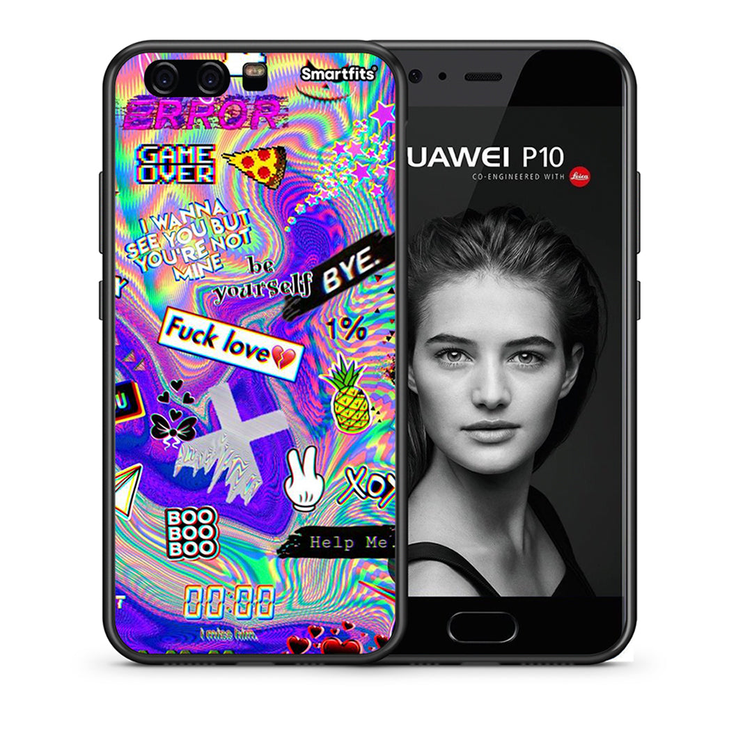 Θήκη Huawei P10 Game Over από τη Smartfits με σχέδιο στο πίσω μέρος και μαύρο περίβλημα | Huawei P10 Game Over case with colorful back and black bezels