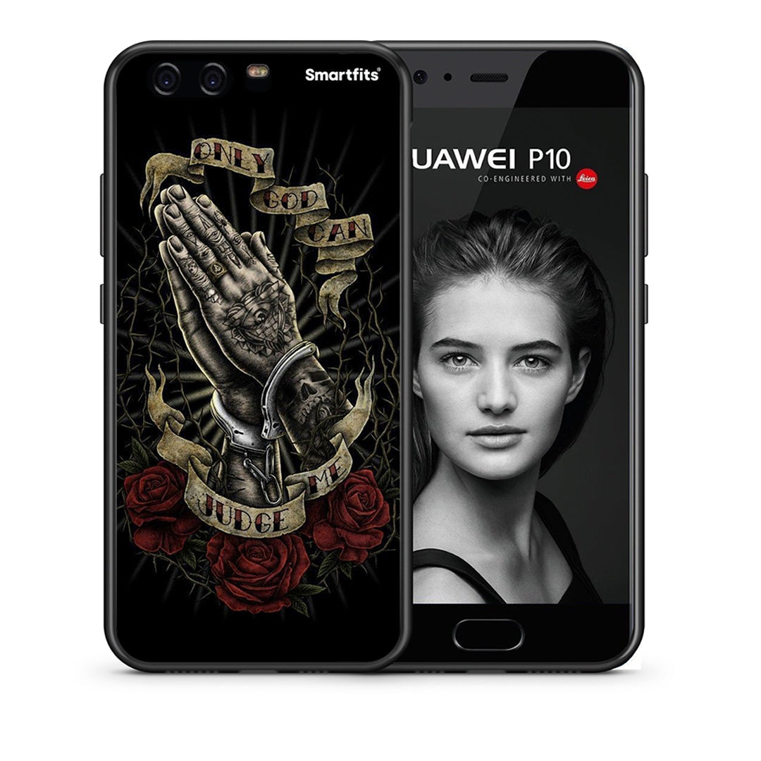 Θήκη Huawei P10 Judge By God από τη Smartfits με σχέδιο στο πίσω μέρος και μαύρο περίβλημα | Huawei P10 Judge By God case with colorful back and black bezels