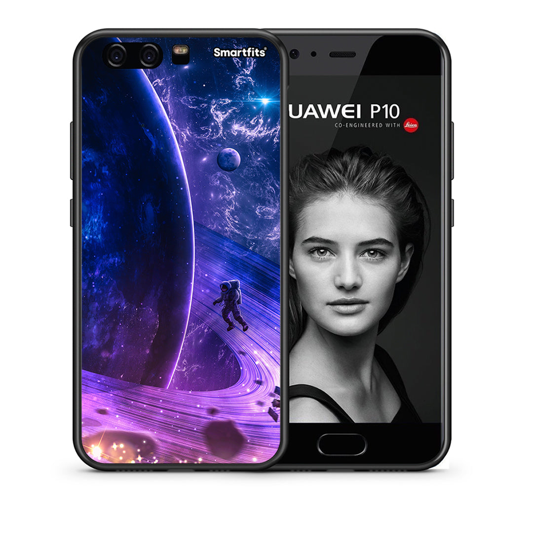 Θήκη Huawei P10 Lost Astronaut από τη Smartfits με σχέδιο στο πίσω μέρος και μαύρο περίβλημα | Huawei P10 Lost Astronaut case with colorful back and black bezels