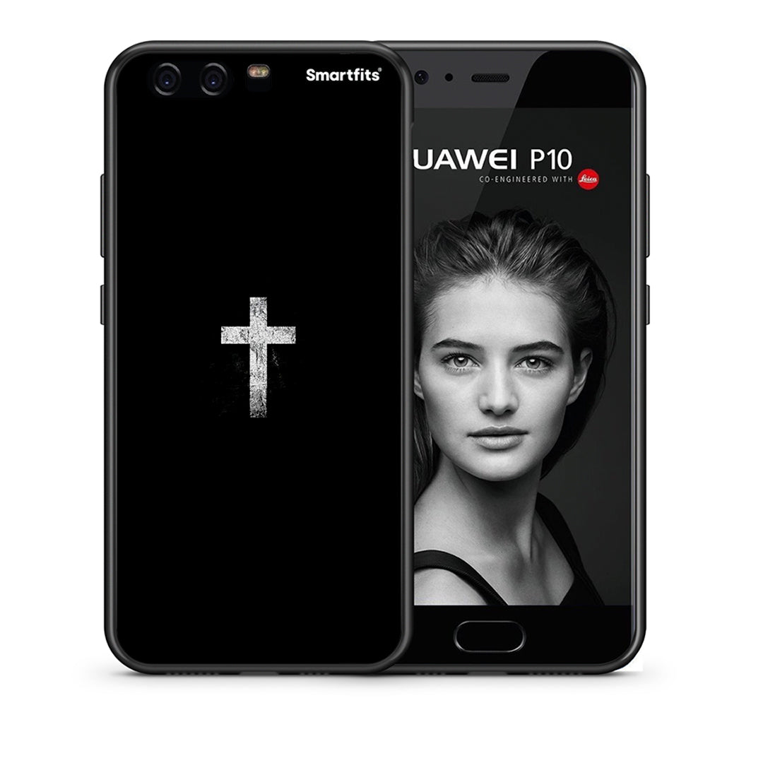 Θήκη Huawei P10 White Cross από τη Smartfits με σχέδιο στο πίσω μέρος και μαύρο περίβλημα | Huawei P10 White Cross case with colorful back and black bezels