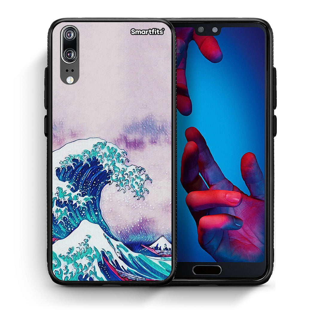 Θήκη Huawei P20 Blue Waves από τη Smartfits με σχέδιο στο πίσω μέρος και μαύρο περίβλημα | Huawei P20 Blue Waves case with colorful back and black bezels