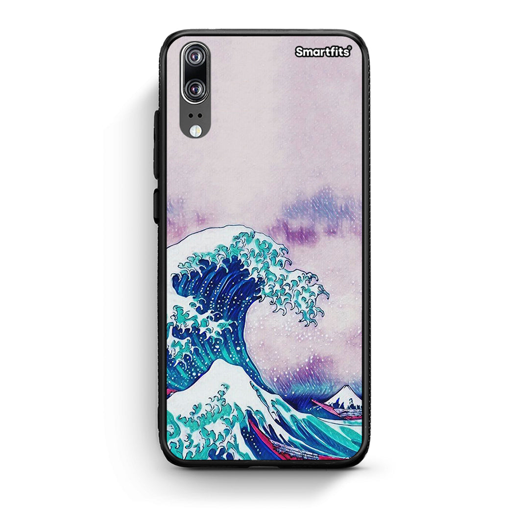 Huawei P20 Blue Waves θήκη από τη Smartfits με σχέδιο στο πίσω μέρος και μαύρο περίβλημα | Smartphone case with colorful back and black bezels by Smartfits