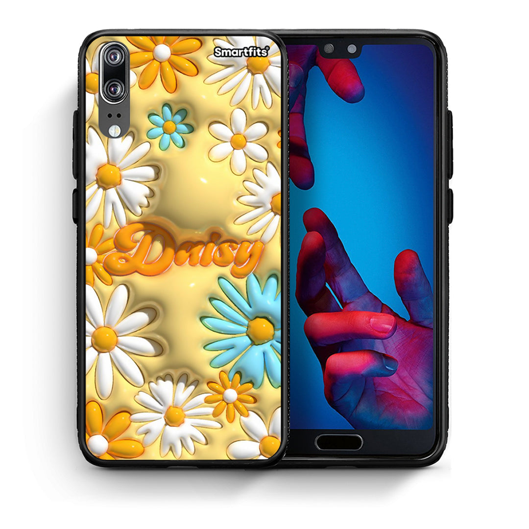 Θήκη Huawei P20 Bubble Daisies από τη Smartfits με σχέδιο στο πίσω μέρος και μαύρο περίβλημα | Huawei P20 Bubble Daisies case with colorful back and black bezels