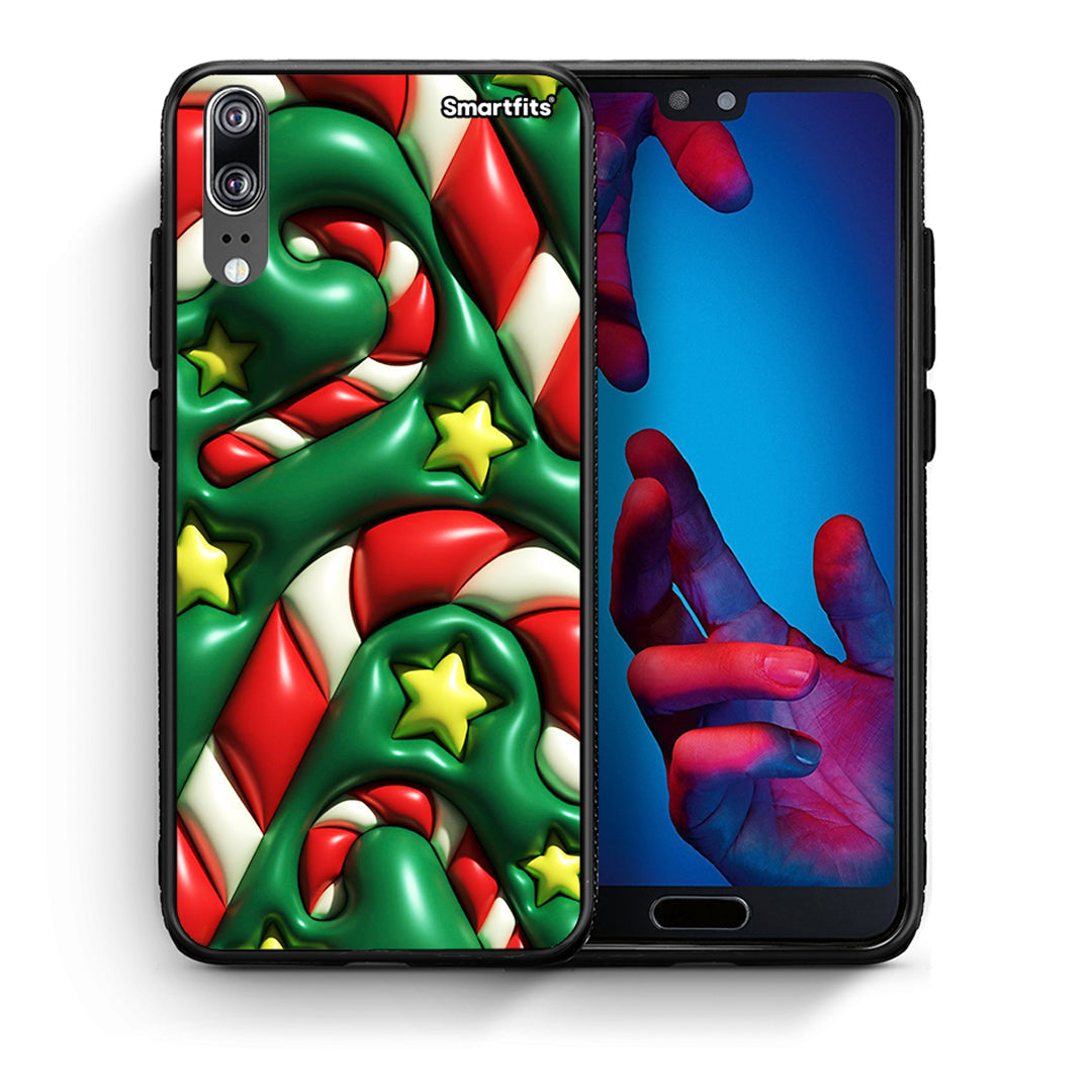 Θήκη Huawei P20 Christmas Bubbles από τη Smartfits με σχέδιο στο πίσω μέρος και μαύρο περίβλημα | Huawei P20 Christmas Bubbles case with colorful back and black bezels