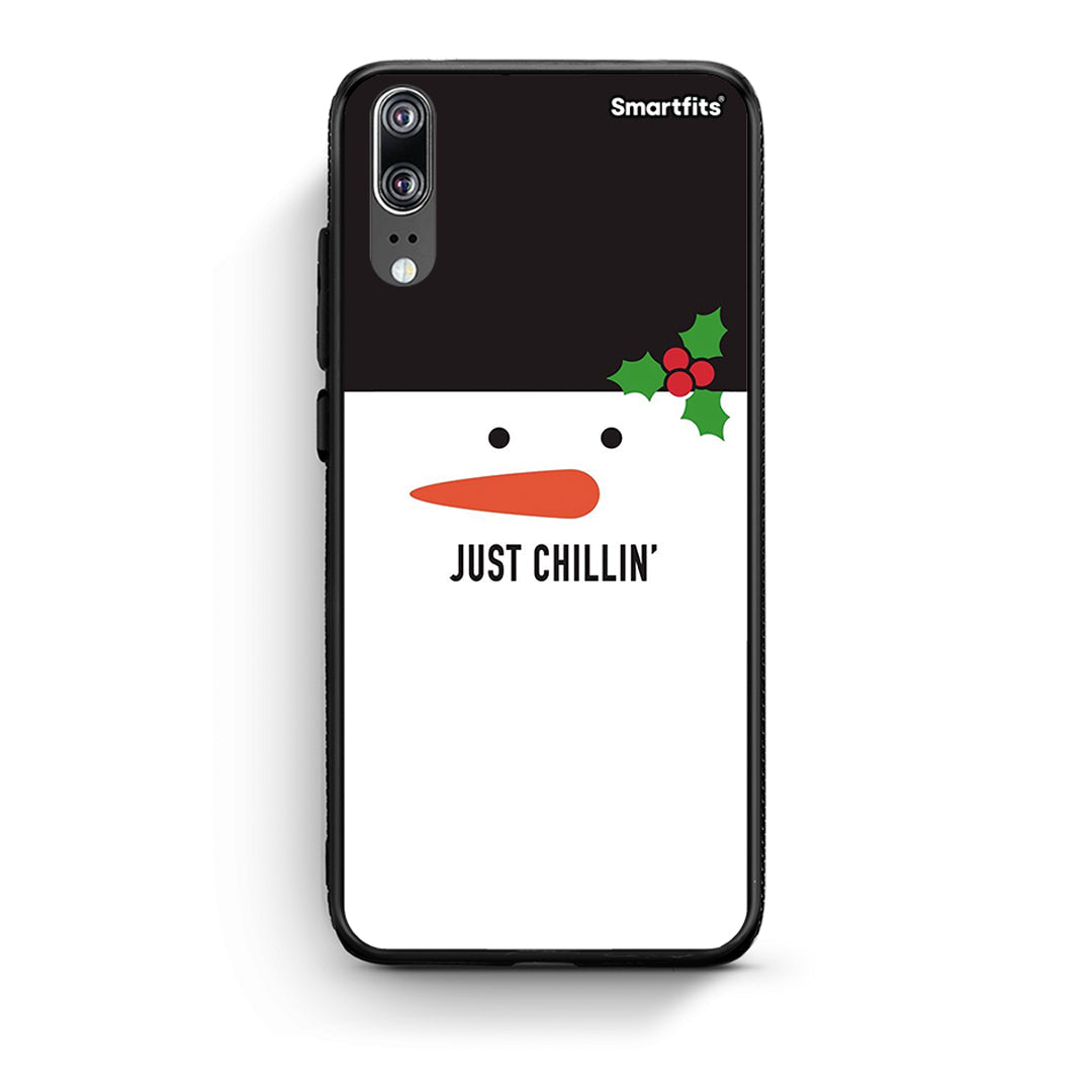 Huawei P20 Christmas Chillin θήκη από τη Smartfits με σχέδιο στο πίσω μέρος και μαύρο περίβλημα | Smartphone case with colorful back and black bezels by Smartfits