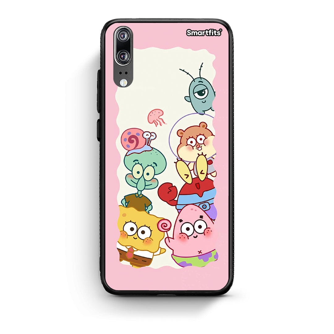 Huawei P20 Cute Companion θήκη από τη Smartfits με σχέδιο στο πίσω μέρος και μαύρο περίβλημα | Smartphone case with colorful back and black bezels by Smartfits