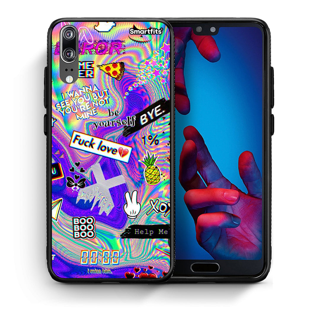 Θήκη Huawei P20 Game Over από τη Smartfits με σχέδιο στο πίσω μέρος και μαύρο περίβλημα | Huawei P20 Game Over case with colorful back and black bezels