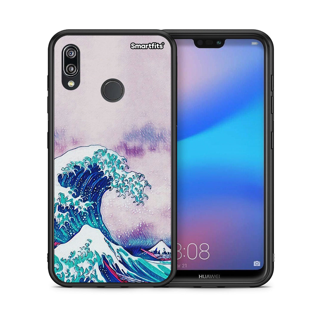 Θήκη Huawei P20 Lite Blue Waves από τη Smartfits με σχέδιο στο πίσω μέρος και μαύρο περίβλημα | Huawei P20 Lite Blue Waves case with colorful back and black bezels