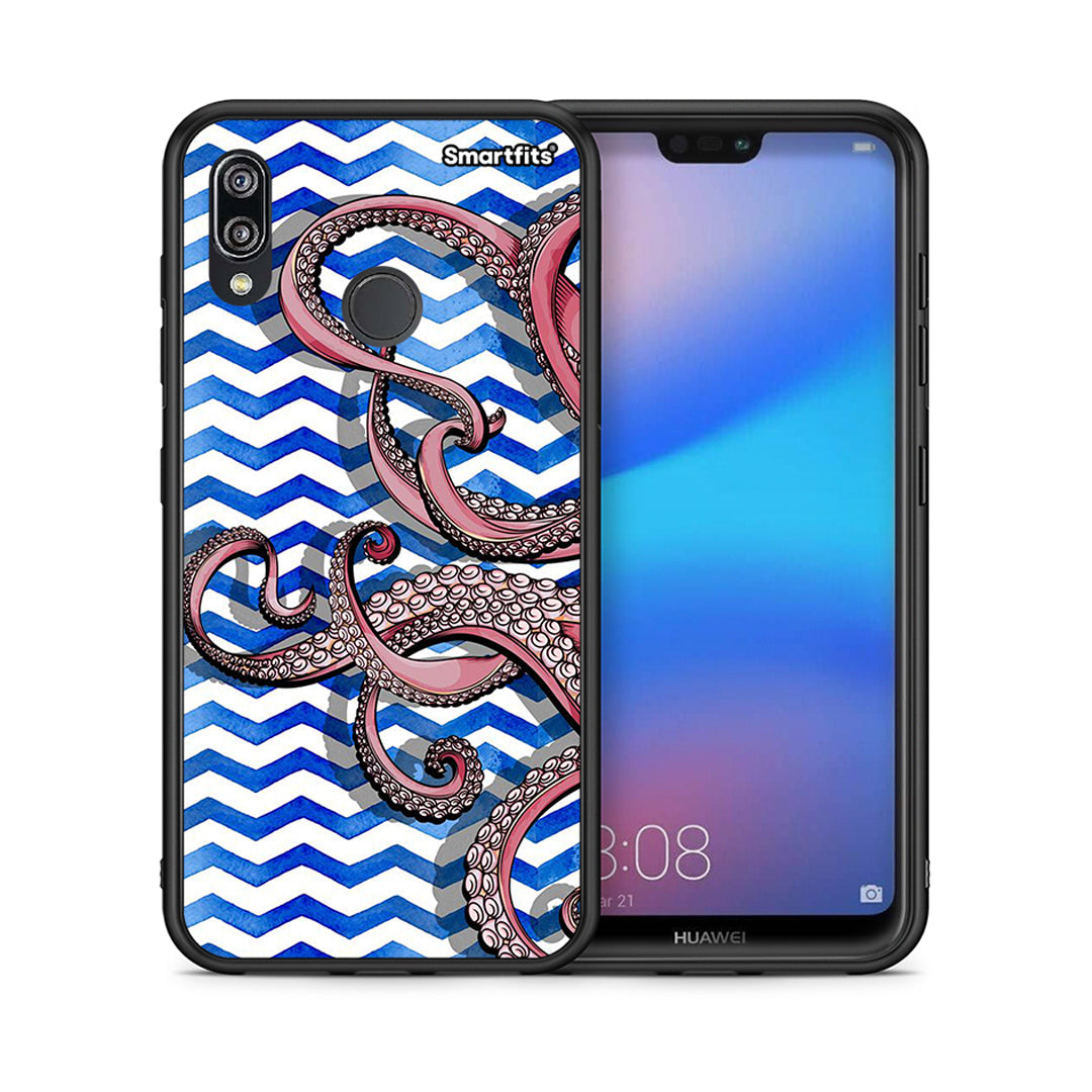 Θήκη Huawei P20 Lite Chevron Devilfish από τη Smartfits με σχέδιο στο πίσω μέρος και μαύρο περίβλημα | Huawei P20 Lite Chevron Devilfish case with colorful back and black bezels