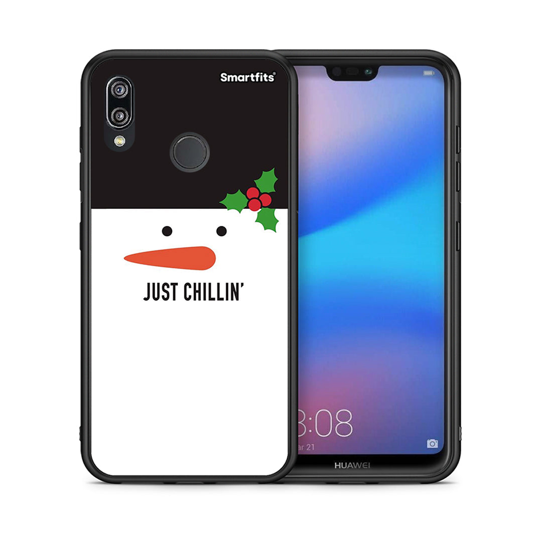 Θήκη Huawei P20 Lite Christmas Chillin από τη Smartfits με σχέδιο στο πίσω μέρος και μαύρο περίβλημα | Huawei P20 Lite Christmas Chillin case with colorful back and black bezels