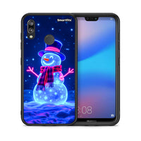 Thumbnail for Θήκη Huawei P20 Lite Christmas Neon Snowman από τη Smartfits με σχέδιο στο πίσω μέρος και μαύρο περίβλημα | Huawei P20 Lite Christmas Neon Snowman case with colorful back and black bezels