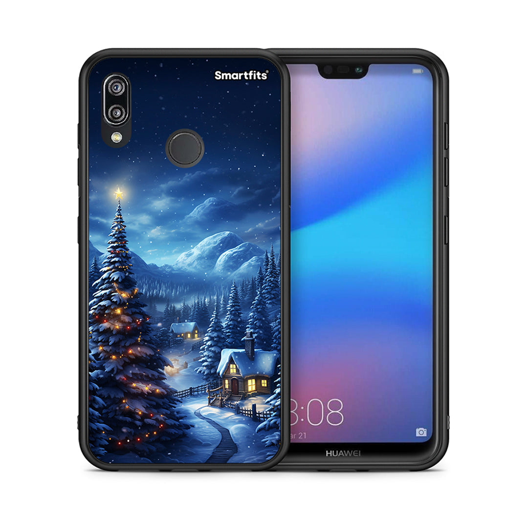 Θήκη Huawei P20 Lite Christmas Scenery από τη Smartfits με σχέδιο στο πίσω μέρος και μαύρο περίβλημα | Huawei P20 Lite Christmas Scenery case with colorful back and black bezels